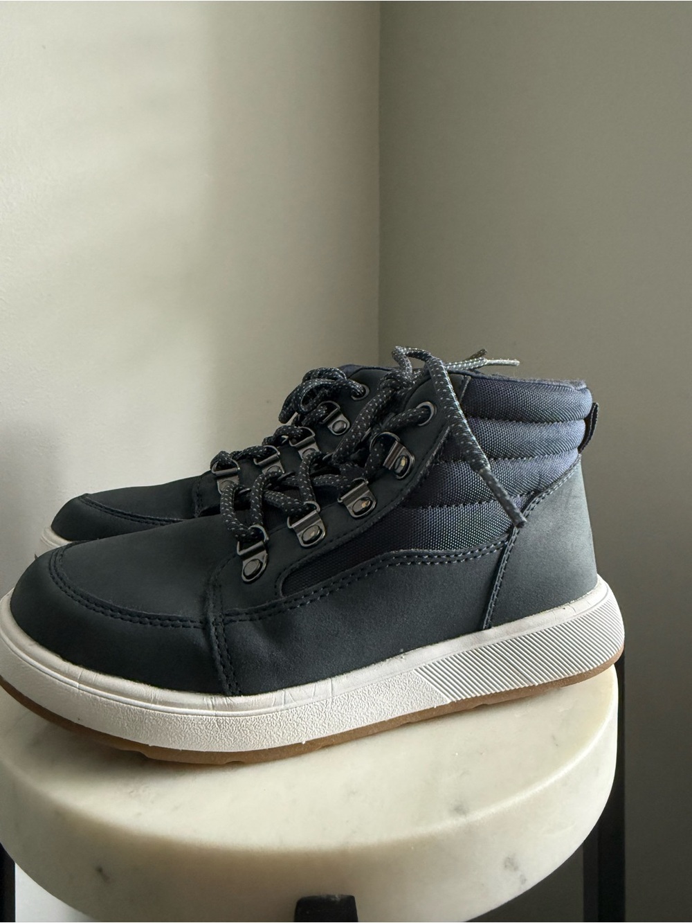 Cat & Jack Navy and White High-Top Kids Lace-Up Boots - Size 1